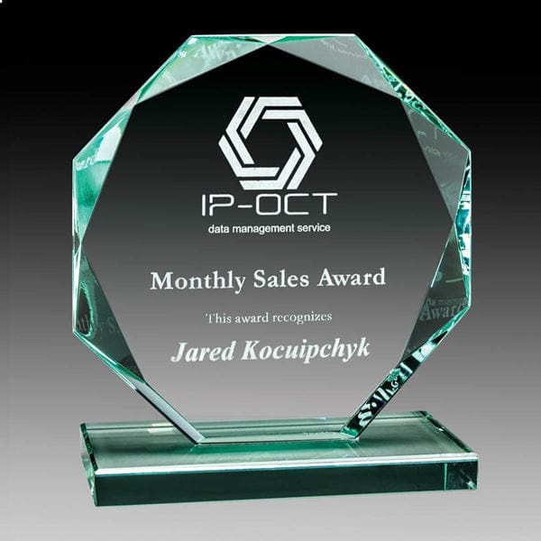 Glass Jade - Octagon Award (A4031) Glass Jade Quest Awards - Award