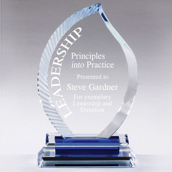 Aurora Blue Crystal Series - Flame (A3860) Crystal Award Quest Awards - Award