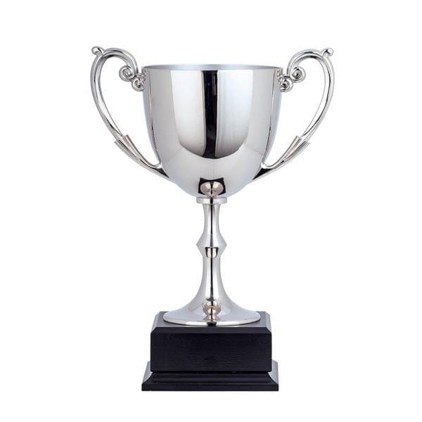 Cups - Nickel Plated - Silver Cup on Square Black Base (A3425) - Quest Awards