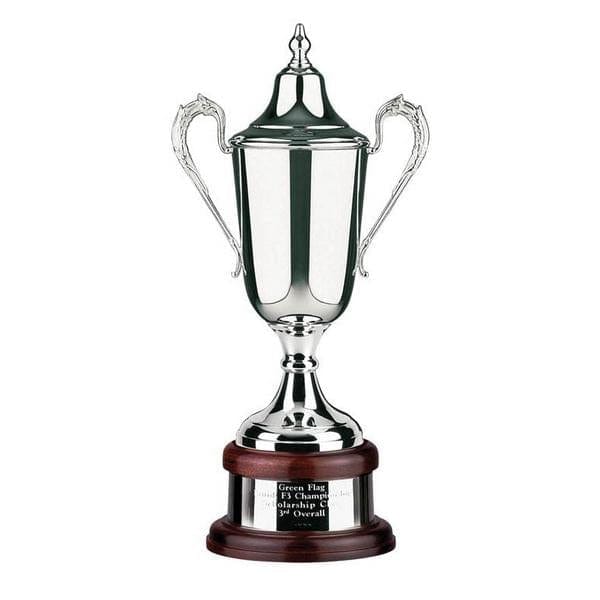 Cups - Silver Plated - Laurel Cup on Solid Walnut Base (A2370) - Quest Awards