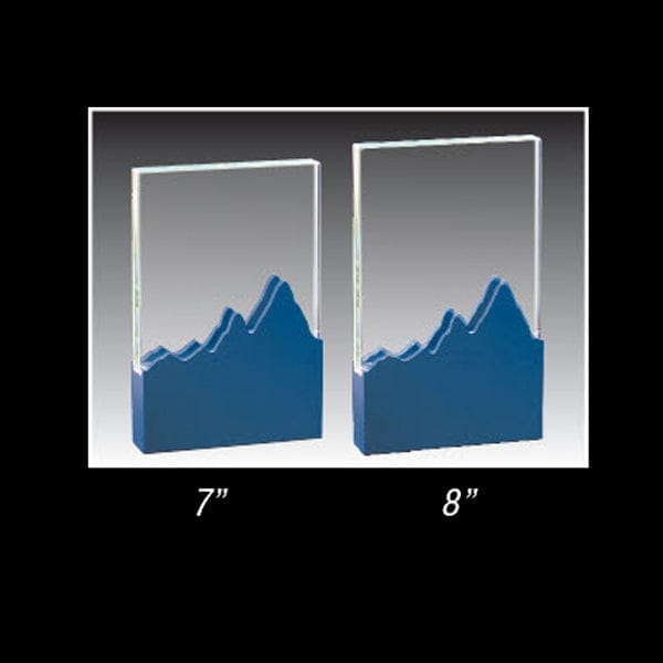 Glass Award - Prism Series Power Blue Mountain Base (A3985) Glass Award Quest Awards - Award