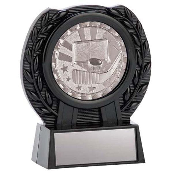 Hockey Trophy - Medal Stand - Net, Stick and Puck Silver Medal (A2685) - Quest Awards