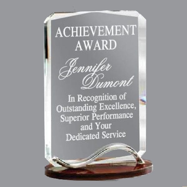 Optical Crystal - Square - Metal Swirl (A3893) Crystal Award Quest Awards - Award