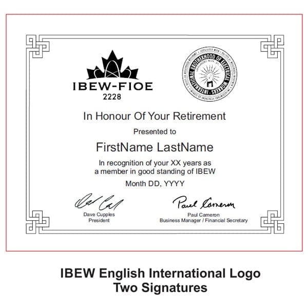 Plaque - IBEW Retirement Plaque - Black with Black Plate/Gold Engraving (A3520) IBEW Quest Awards - Other