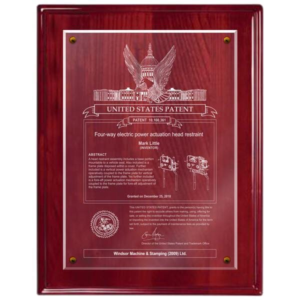 USA Patent Plaque - Acrylic Rosewood Piano (A3152) - Quest Awards